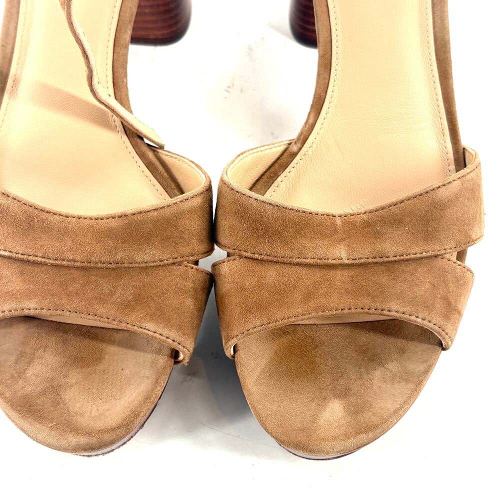 Veronica Beard Drina Ankle Strap Heels 9 Platform Sandals Hazelwood Tan Luxury - Picture 7 of 10
